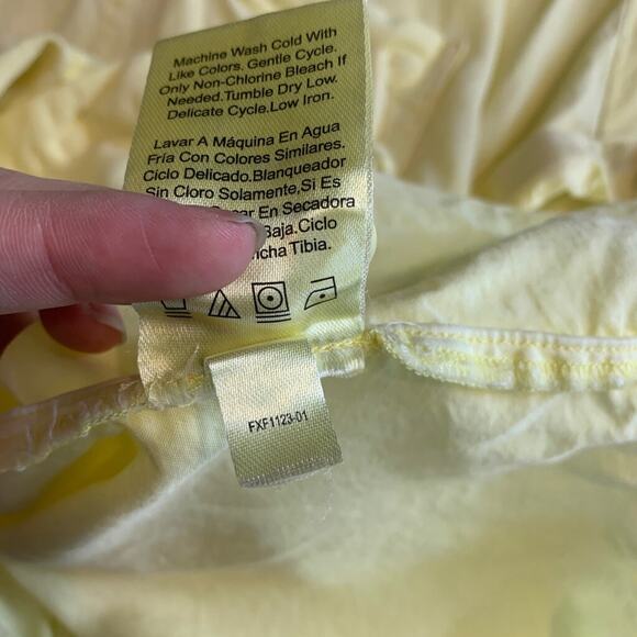Ecothreads Shirt Women M Medium Yellow Button Up Pocket Short Sleeves Dropcut - Picture 11 of 13